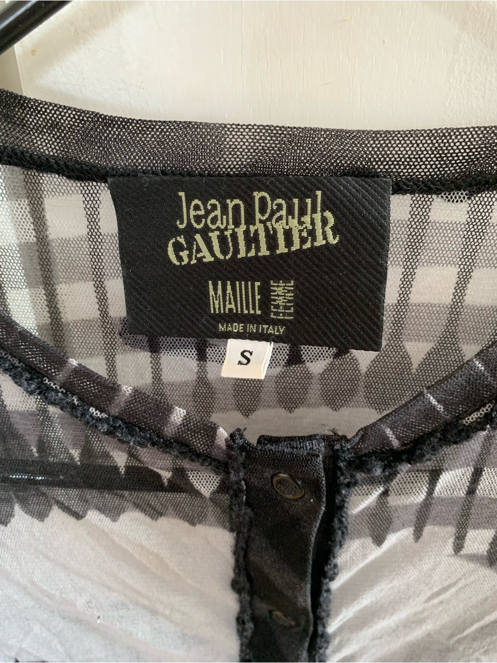 Jean Paul Gaultier Vintage AW 2001 Greta Garbo Print Sheer Mesh Snap button top - Picture 3 of 8